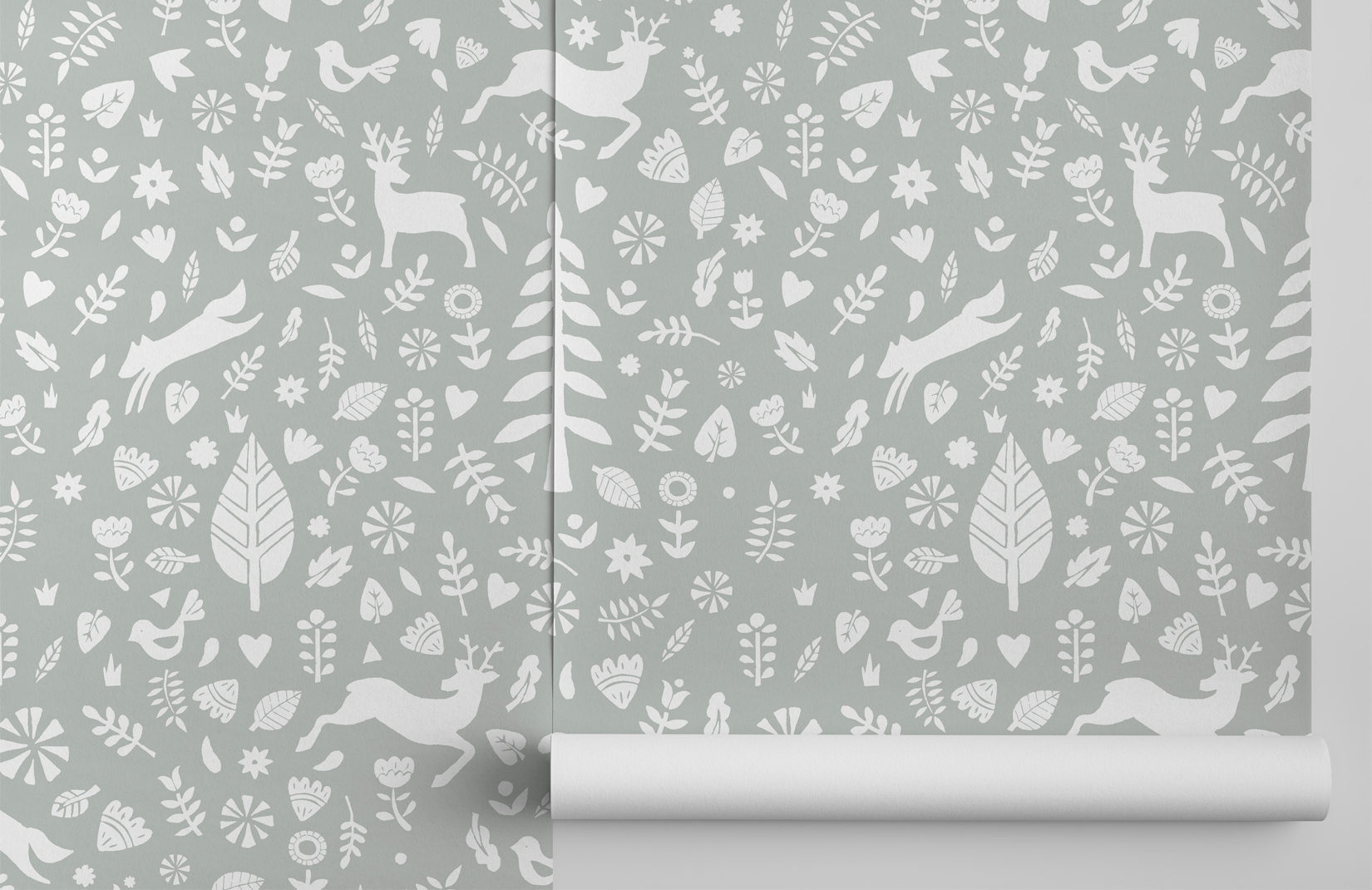 Sage Scandinavian Folk Art Wallpaper Mural MuralsWallpaper